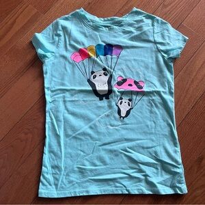Girls Kids Cat & Jack Parachutes Pandas Tee T Shirt Youth Size M Medium 7/8